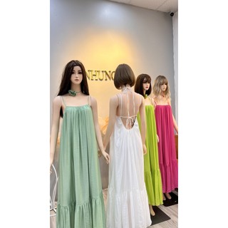 Đầm maxi suông hở lưng
