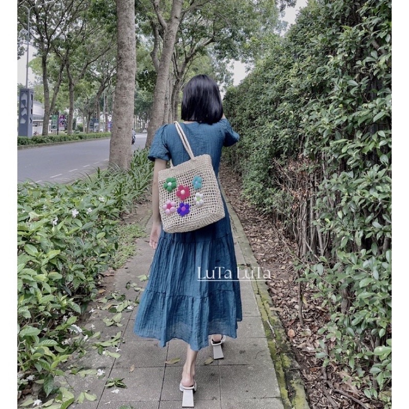 Đầm Tơ Nhún Tầng Chun Ngực Dáng Dài Mã KL