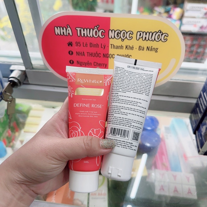 Combo tẩy da chết và Gel giảm thâm nách,mông,bikini Rewhitez Hương nước hoa Define Rose