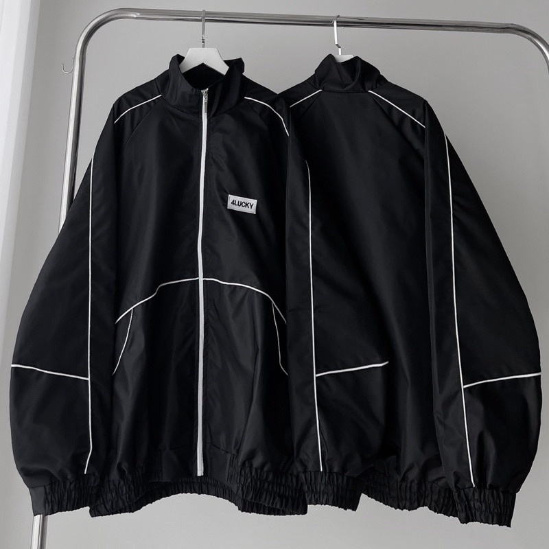 (CHÍNH CHỦ ) Áo khoác dù JACKET Cao Cấp khóa Zip 4 LUCKY UNISEX form rộng nam nữ chất dù 2 lớp dày dặn