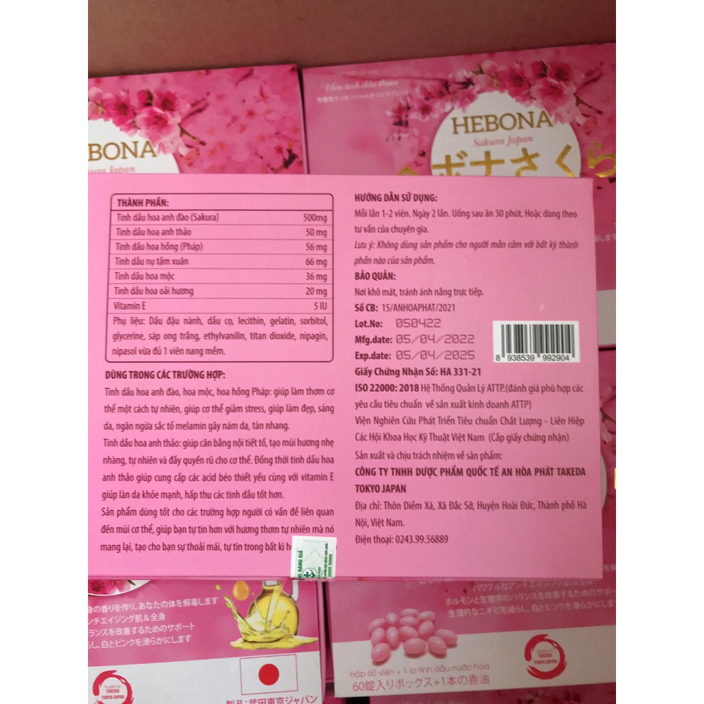 Viên Uống Thơm Cơ Thể HEBONA Sakura Japan 60v