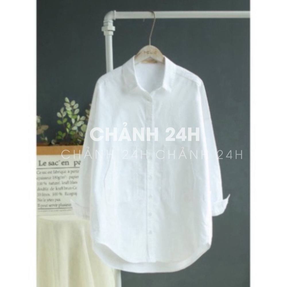 Áo sơ mi nữ bigsize Chảnh 24h thiết kế dáng dài trẻ trung phá cách chất liệu thoáng mát SMH.63
