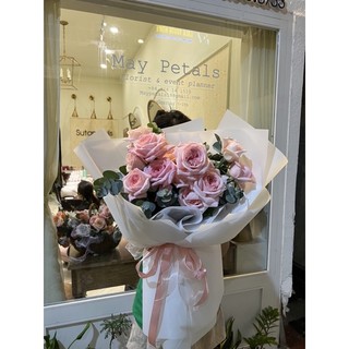 Bó hoa Ohara Hồng mix giấy trắng | Hoa tươi | Maypetals