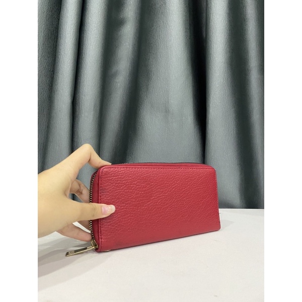 Ví si nhập Nhật dáng dài, màu đỏ nổi bật, da bò thật 100%