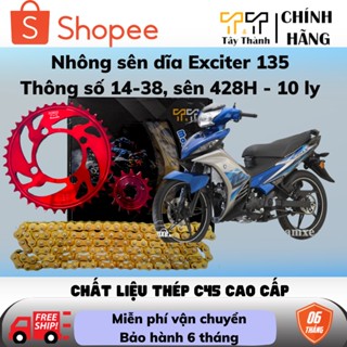 Nhông sên dĩa Excier 135 5 số 14T - 38T hàng nhập Thái Lan, bảo hành 1 đổi 1, shop Tây Thành chuyên nsd ex 135
