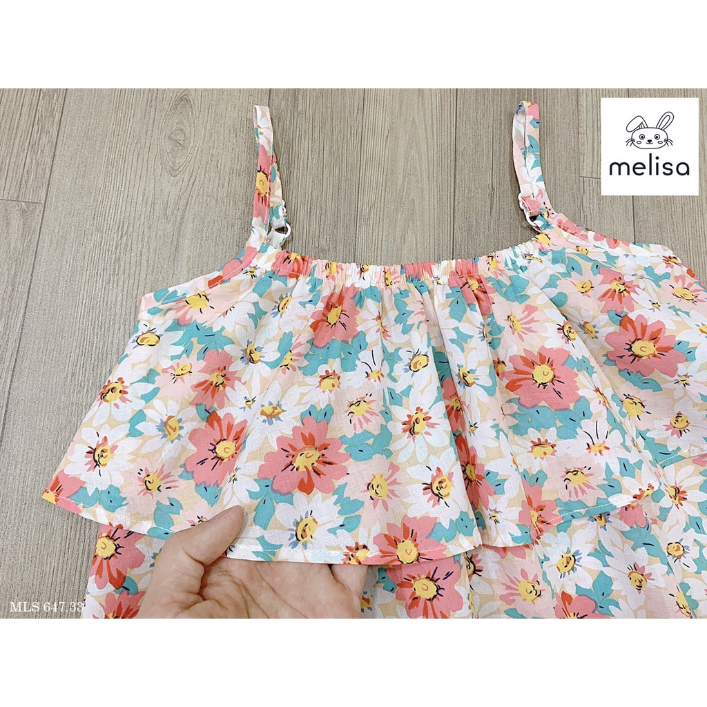 Bộ hoa bé gái áo dây 2 tầng mix quần boom siêu dễ thương BH2331