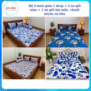 Bộ drap ga thun lạnh in 3D Hàn Quốc gồm 4 món