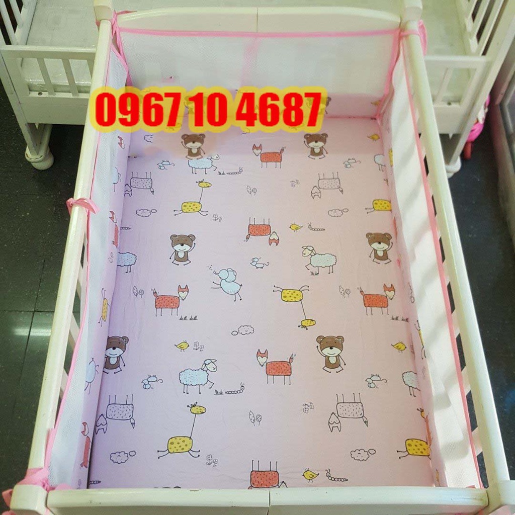 Quây cũi phối lưới cho bé - Nhận may theo size cũi bé