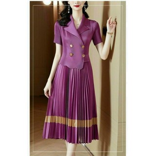 HÀNG NHẬP - ĐẦM LỤA DẬP LY CỔ VEST
