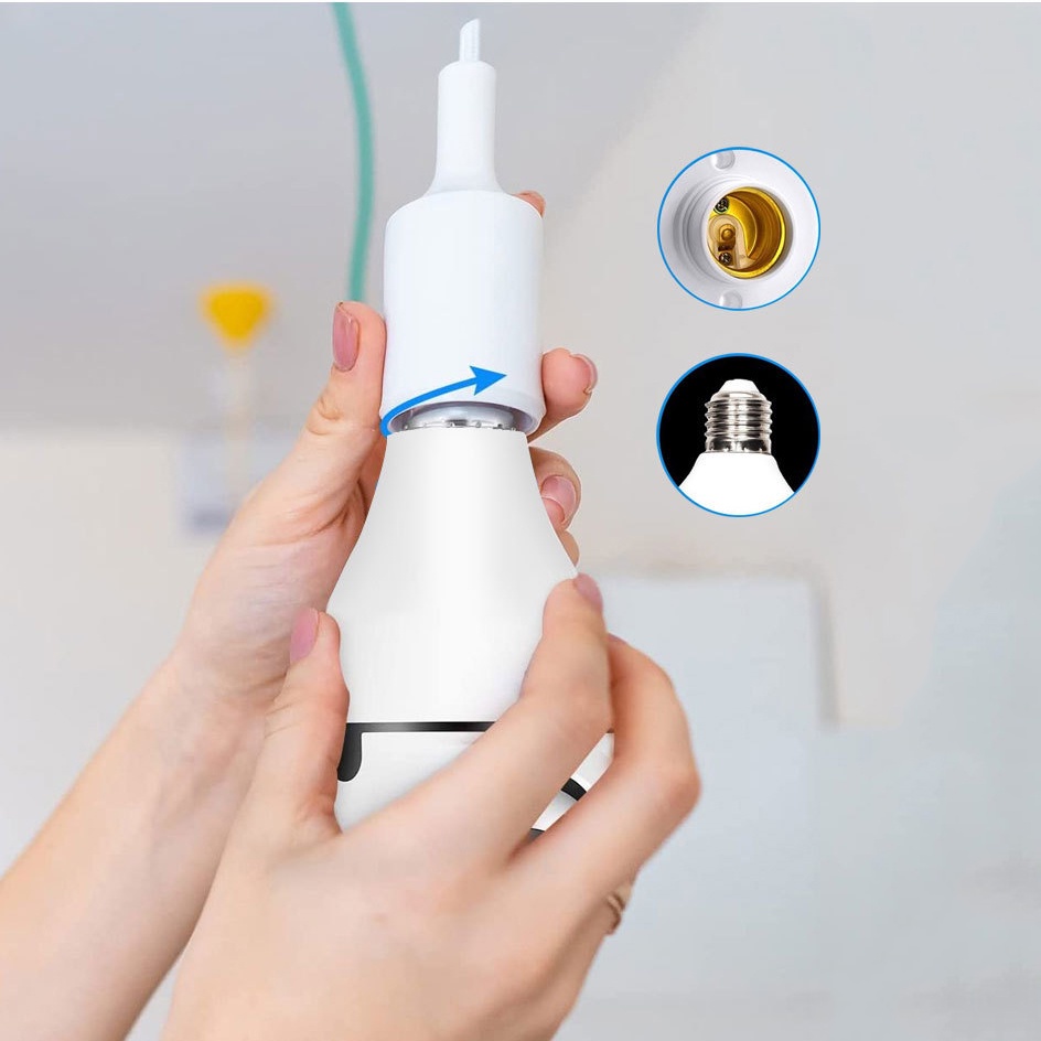 2.4Ghz Chống Nước E27 Camera Quan Sát Hd 1080P 360 &deg; Quay Ban Đêm Màn Hình Điều Khiển Bằng JXLcam Ứng Dụng