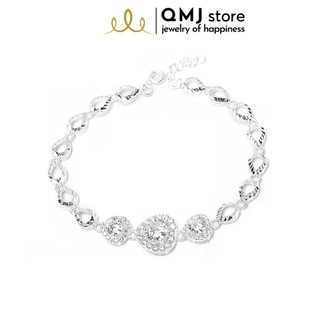 Lắc tay QMJ 3 tim hạnh phúc nạm đá bạc 925 xinh xắn - Q166