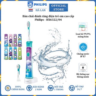 Bàn chải đánh răng điện trẻ em Philips HX6322/04 tích hợp ứng dụngPhilips Sonicare For Kids (Bảo Hành 1 Năm)