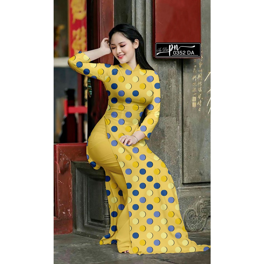 Vải áo dài họa tiết chấm bi - vải in 3D - lụa BA