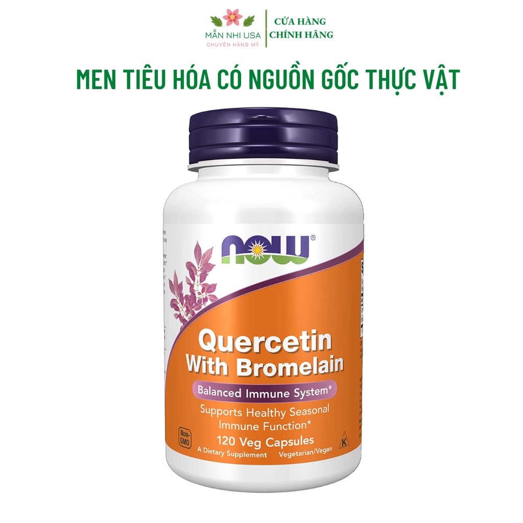 Viên uống cân bằng miễn dịch Quercetin with Bromelain Now 120 viên.