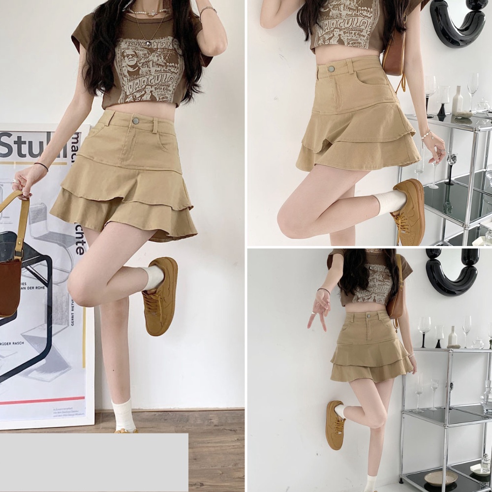 Chân váy nữ, chân váy jeans tà bèo không dây kèm theo màu xanh size S M L SKUCV-17B1 miss.diamond