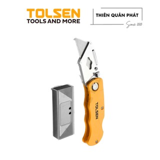 Dao rọc giấy Tolsen 30007 lưỡi dao sắc bén, thân dao bằng thép có thể gấp lại gọn gàng