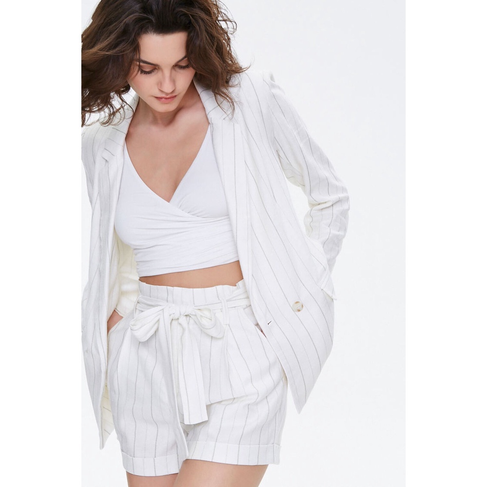 Quần đùi nữ FOREVER21 vải Lanh kèm thắt lưng xuất khẩu