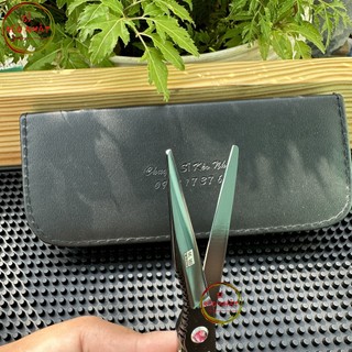 Kéo cắt tóc tỉa hóc Nhật Bản cao cấp KAISO màu đen MS08 [Mua cặp kéo tặng ví da+2 lược+chỉnh kéo]