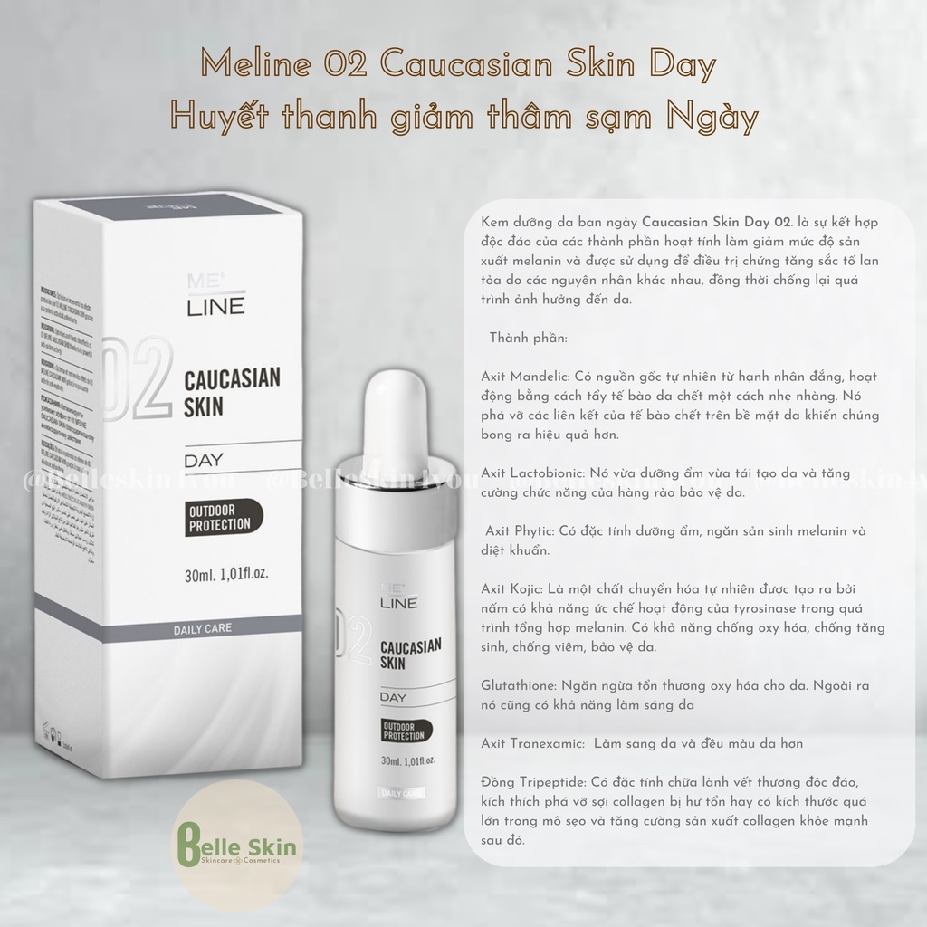 Serum đặc Meline 02 Day Caucasian Skin 30ml - Giảm Nám, Giảm Sắc Tố, Trắng Da