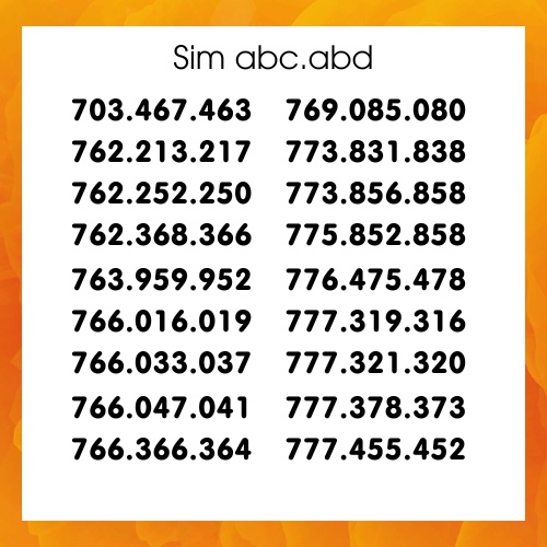 Sim Mobifone: Sim số đẹp abc.abd - Sim Tiêu Diêu - T05