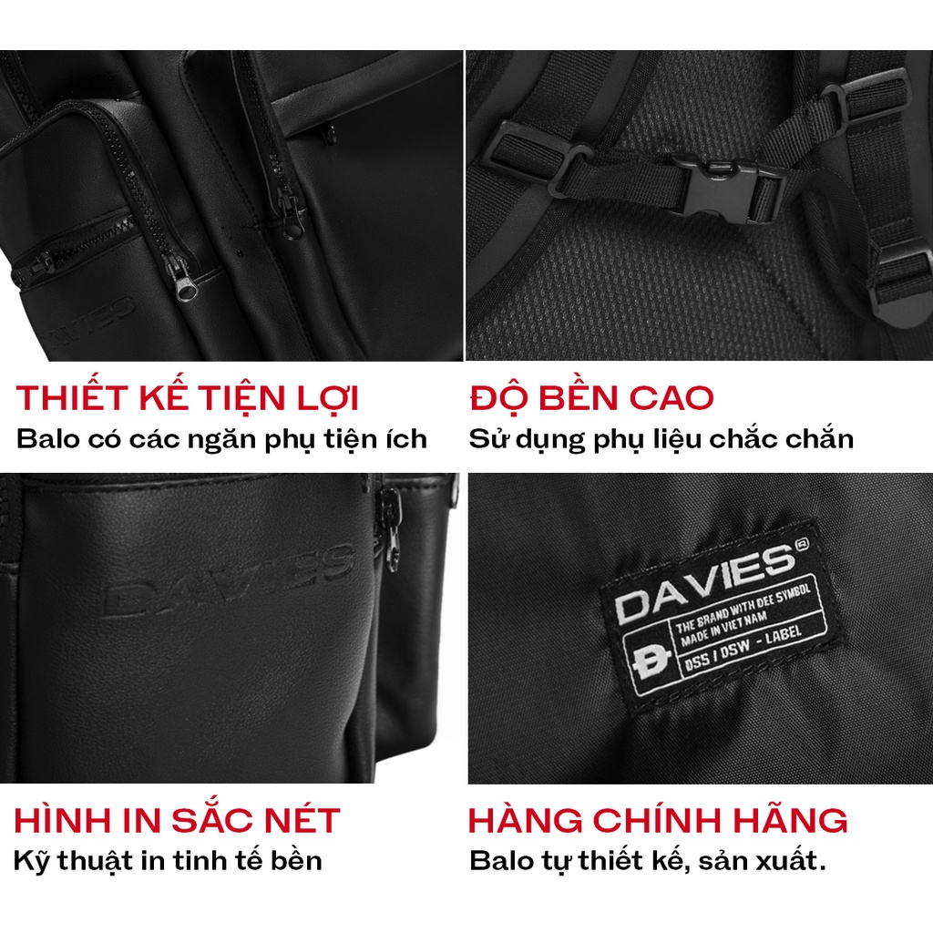 Balo da đi học nam nữ màu đen Base Backpack local brand Davies | D-P49