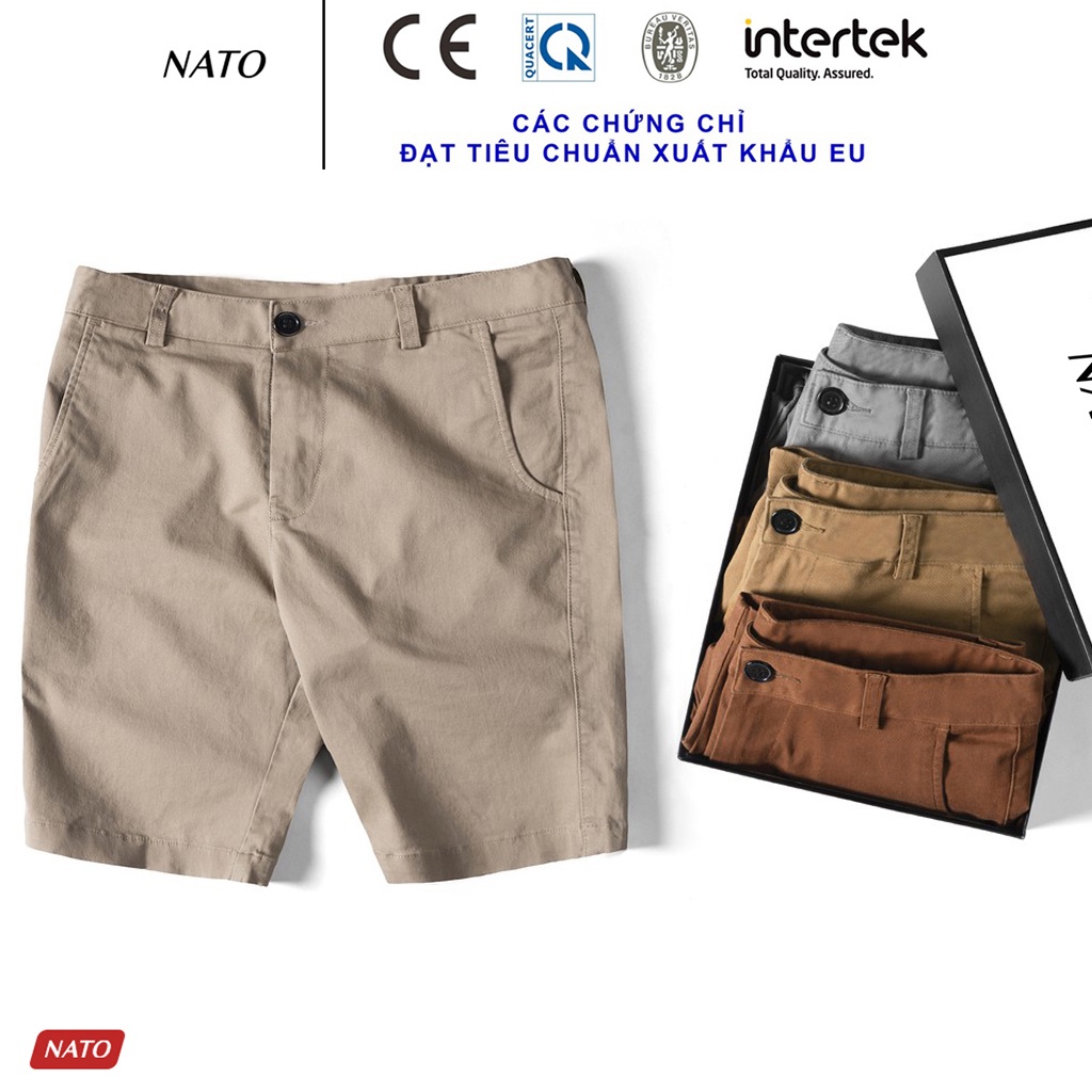 Quần Short Nam KAKI Vải Kaki Cotton Cao Cấp Trơn Basic Màu Xám Đen Xanh Đen Navy Nâu Vàng Đẹp Ngắn Đùi Khaki NATO