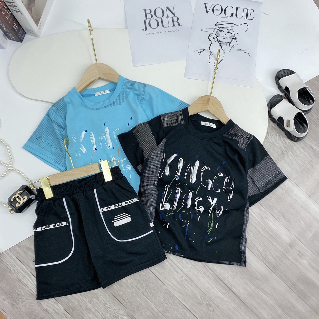 Bộ quần áo hè "King" 13-48kg cho bé trai 4-14 tuổi. Năng động - Thấm hút mồ hôi. Hàng may kỹ. B57