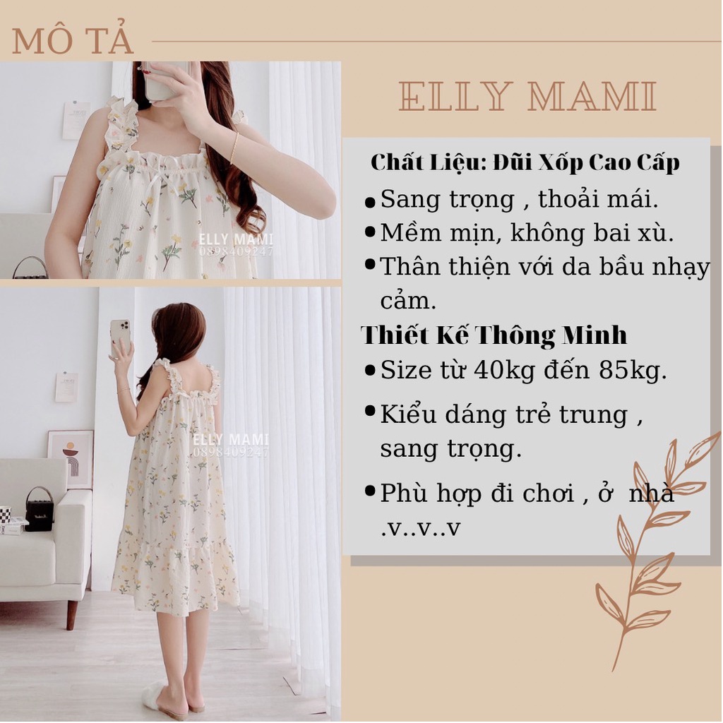 ( 40kg - 85kg ) Đầm Bầu Và Sau Sinh  2 Dây Bèo Nơ Đũi Xốp Nhiều Màu Siêu Mát Nhẹ Tênh , From Dễ Mặc