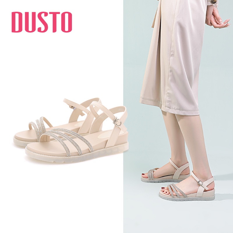 giày sandal đế xuồng nữ dusto gót cao 4p thời trang công sở cơ bản đẹp giá rẻ chắc chắn êm chân- SDDT025