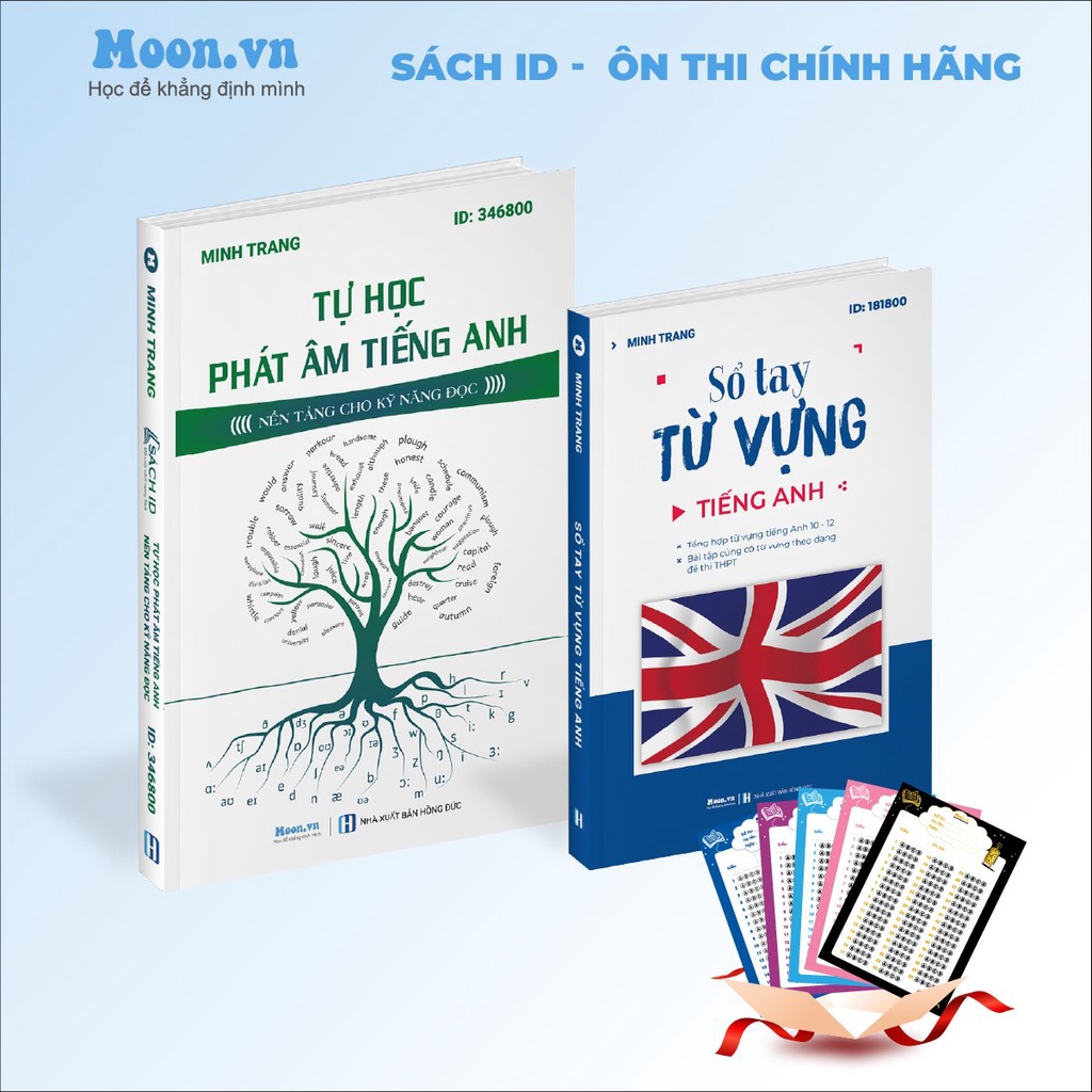 Combo 2 Sách Tự học phát âm Tiếng Anh và Sổ tay từ vựng Tiếng Anh Moonbook | SachID