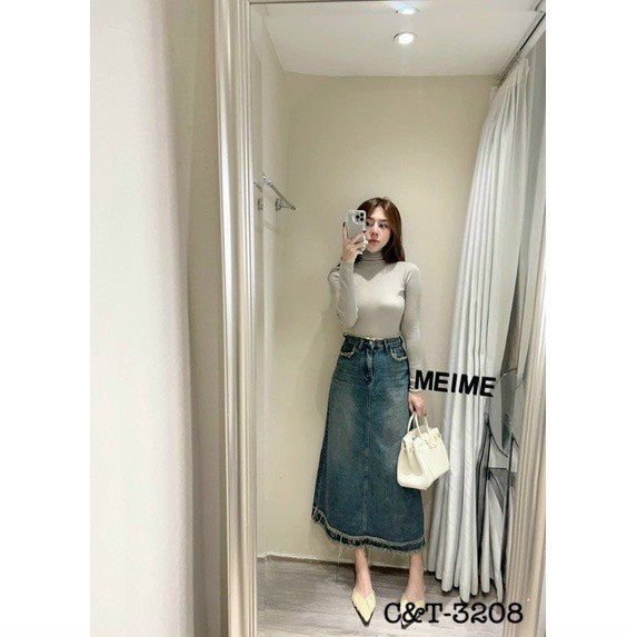 Chân váy jean dáng dài cạp cao tua rua - Retrostyle - Cv6877/P0k40