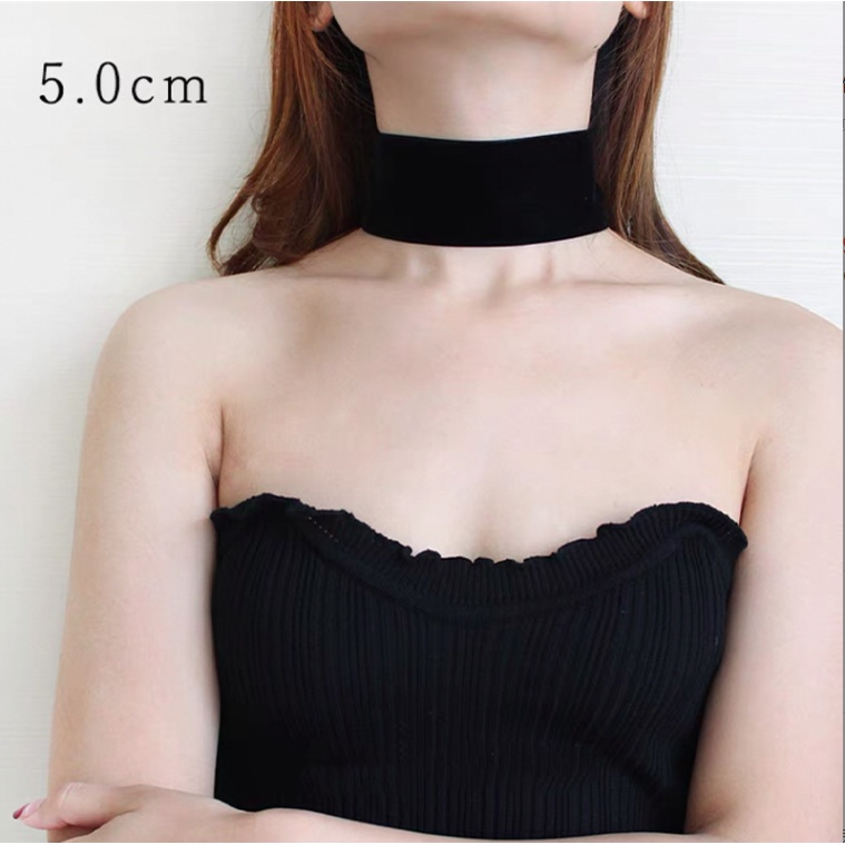 Dây chuyền nữ vòng cổ choker vải nhung mềm màu đen nhiều size phong cách Hàn Quốc cao cấp