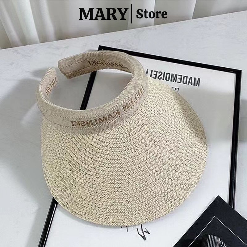 Mũ cói đi biển thời trang MARY nón cói nữ rộng vành nửa đầu đi chơi du lịch mùa hè