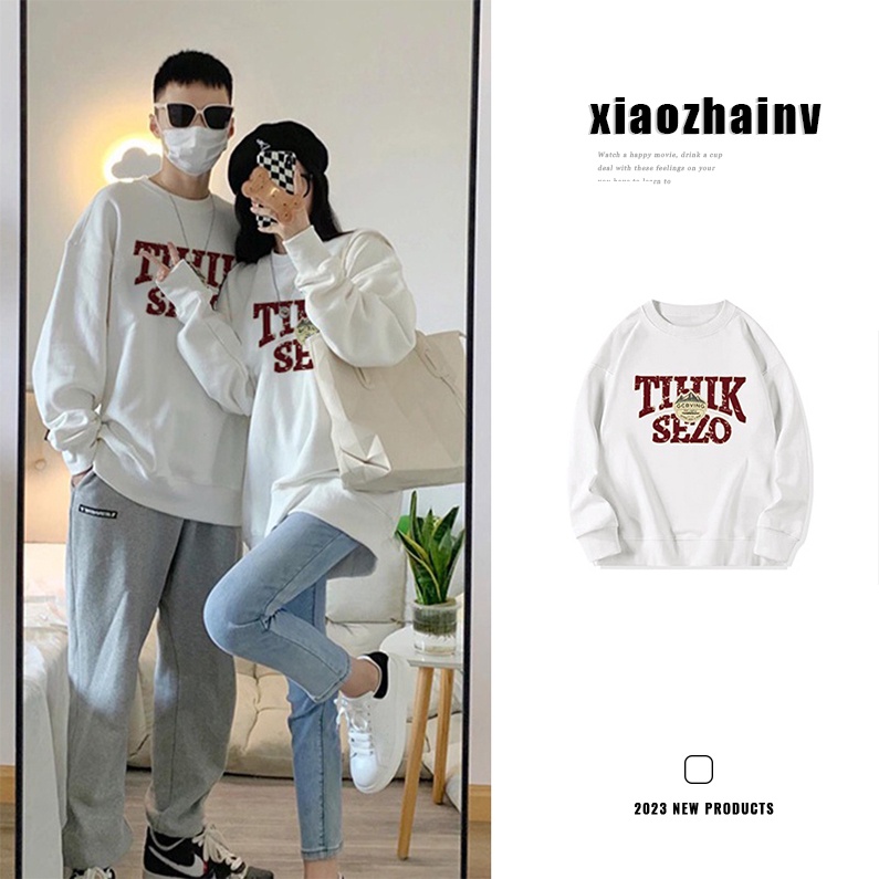 Áo sweater XIAOZHAINV dáng rộng phong cách retro Mỹ thời trang cho cặp đôi