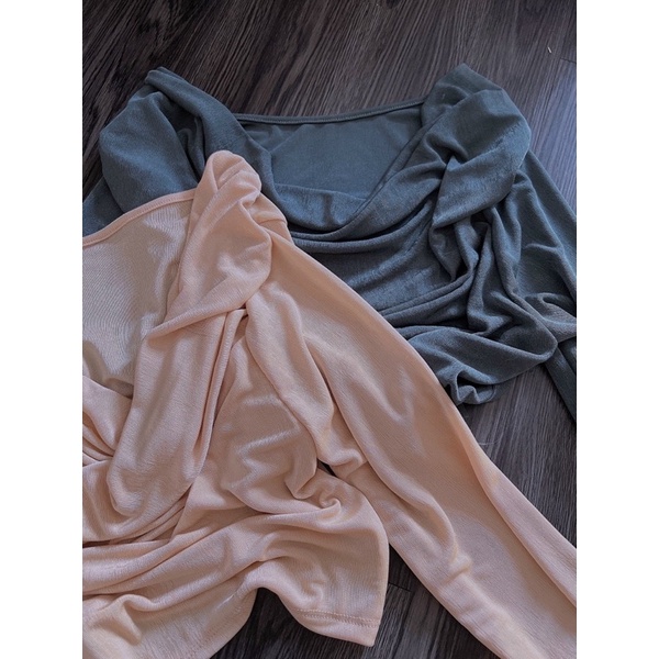 Áo Thun Nhũ Cổ Đổ Croptop Tay Dài Cực Xịn