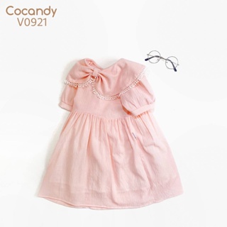 Váy cộc hồng trơn cổ nơ cho bé của cocandy mã v0921 - ảnh sản phẩm 3