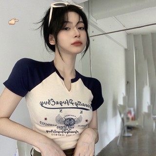 ÁO CROPTOP phối tay cổ V - B0A35