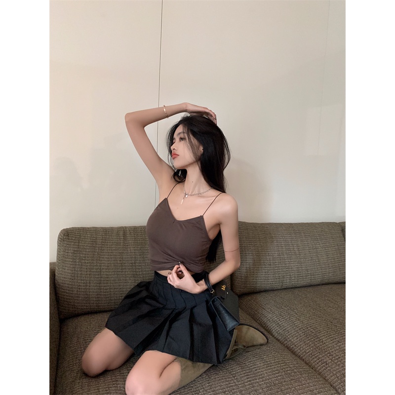 Áo hai dây ZHELIHANGFEI ôm dáng phong cách Hàn Quốc dễ phối đồ