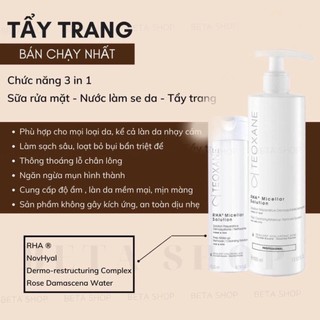 Tẩy trang Teoxane RHA Micellar Solution (200ml,400ml) hàng công ty date mới