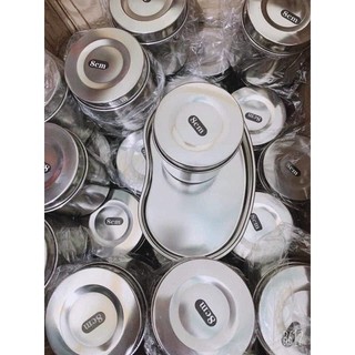 khay hạt đậu, hũ inox bát inox dùng trong phun xăm spa