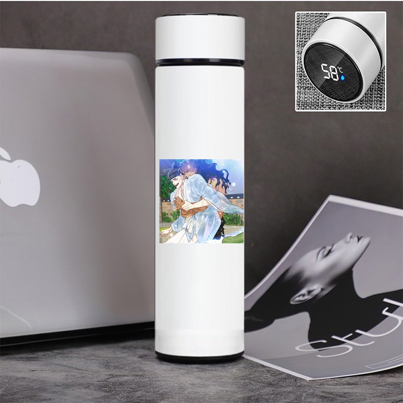 Bình giữ nhiệt đựng nước in hình MẮT PHỦ TOÀN SƯƠNG manhua BL lõi Inox có nắp báo nhiệt độ