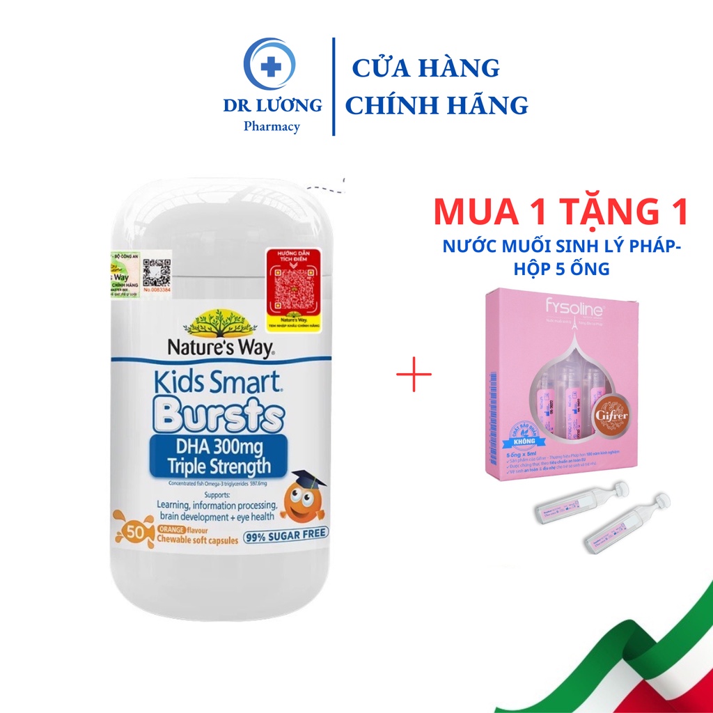 Viên Nhai Nature's Way Kids Smart DHA 300mg Triple Strength Tăng Cường Sự Phát Triển Của Trẻ 50 Viên