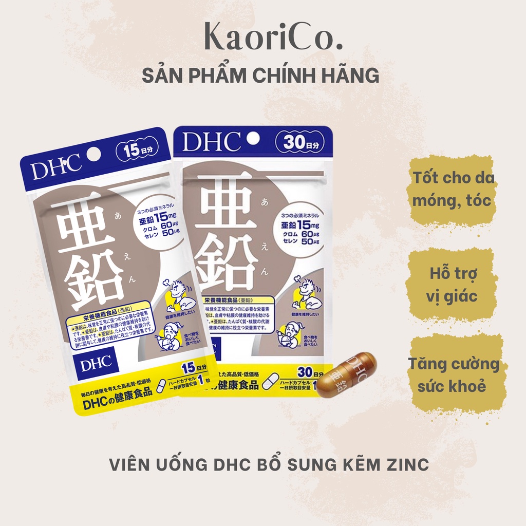 Viên uống Bổ sung Kẽm ZinC DHC gói 15 ngày và 30 ngày