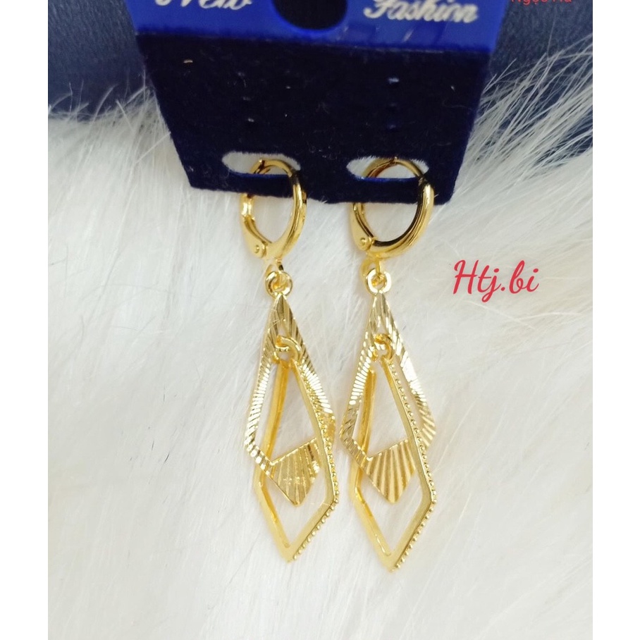 Bông tai  nữ mạ vàng dáng dài nhẹ nhàng sáng bóng htj