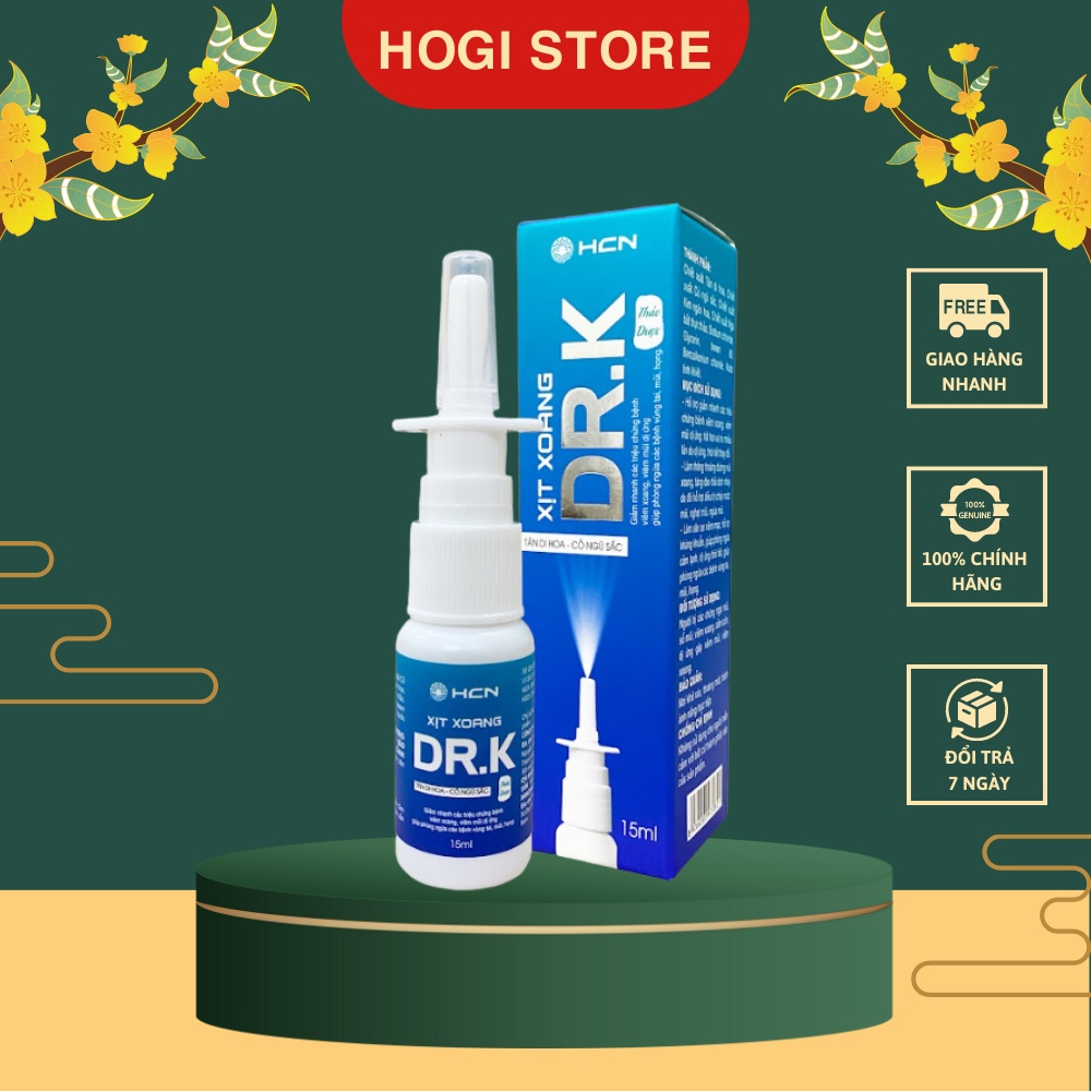 Xịt Xoang HOGI HCN Dr.K Chiết Xuất Kim Ngân Hoa Hỗ Trợ Giảm Xoang Bảo Vệ Mũi Họng 15ml