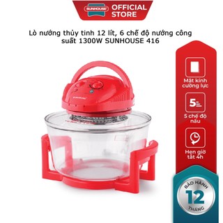 Lò nướng thủy tinh 12 lít, 6 chế độ nướng công suất 1300W SUNHOUSE 416