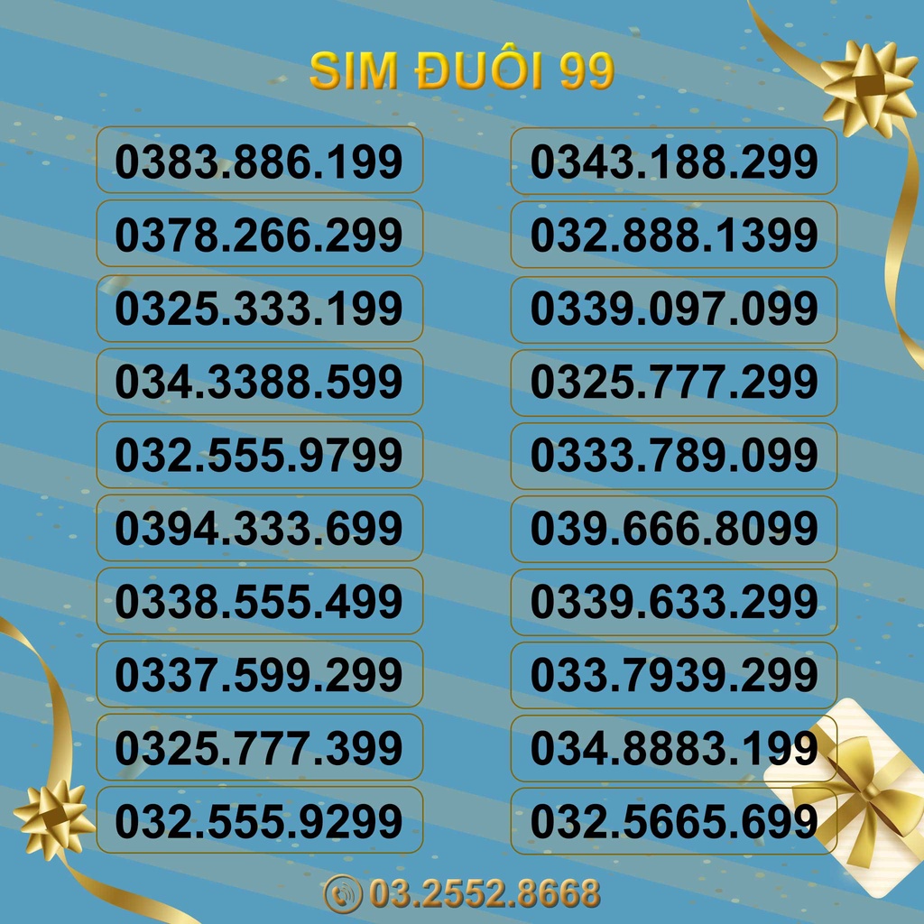 Sim Số Đẹp Đuôi 99 Song Cửu, Sim Viettel Trả Trước, Hỗ Trợ Đăng Ký Chính Chủ
