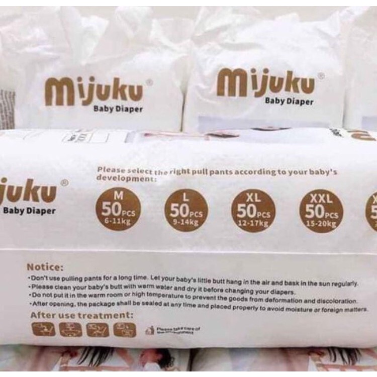 Combo 50 Bỉm Quần Mijuku Xuất Nhật size M/ L /XL /XXL/XXXL