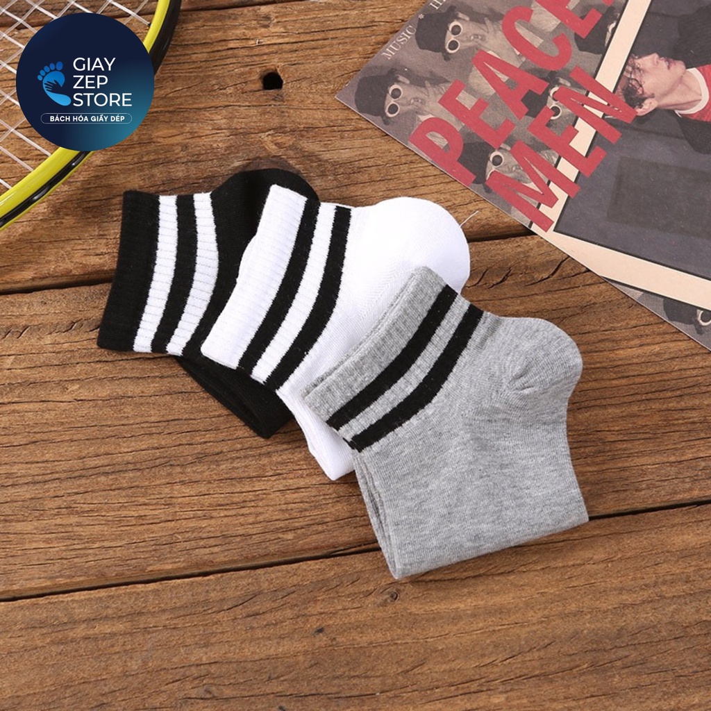 Tất Nam/Nữ Cổ Cao Kẻ Đen Trắng Trơn Kháng Khuẩn Co Giãn Tốt, Thoáng Khí, Không Hôi Chânn