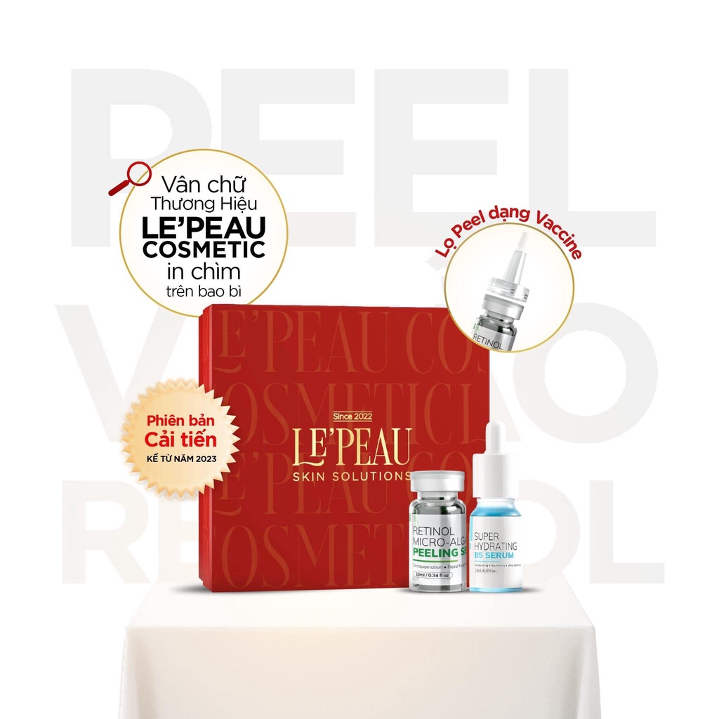 Peel Da Vi Tảo Retinol Le'peau 10ml 3-7 ngày Giúp loại bỏ tế bào chết trên da, làm mờ thâm